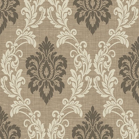 Adela Light Brown Twill Damask