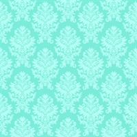 Aqua Large Scale Classic Damask Commercial Wallcovering