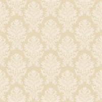 Beige Large Scale Classic Damask Commercial Wallcovering