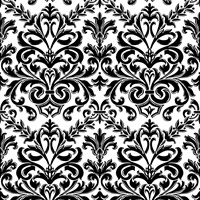 Black &amp; White Feathered Damask Commercial Wallcovering