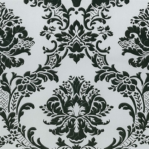 Brixham Raised Damask Black