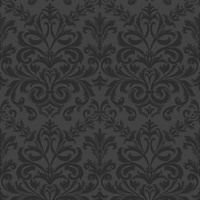 Charcoal Grey Feathered Damask Commercial Wallcovering