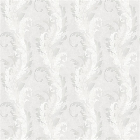 Grey Damask Commercial Wallcovering