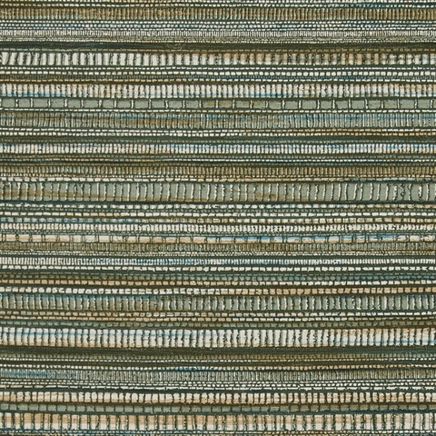 Green Horizontal Stria on Grasscloth Commercial Wallpaper