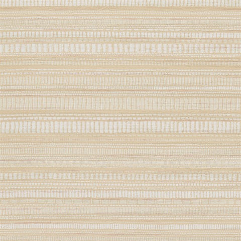 Gold Horizontal Stria on Grasscloth Commercial Wallpaper