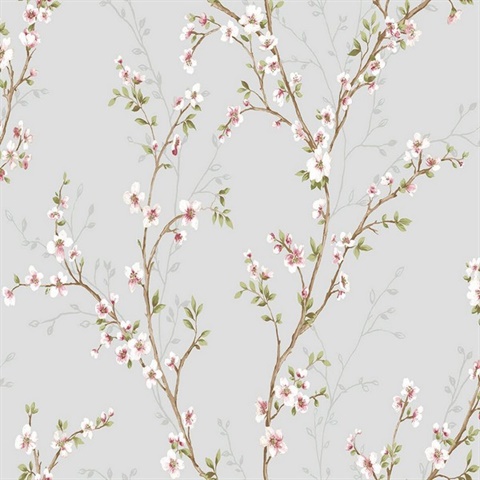 Multicolored Commercial Apple Blossoms Wallcovering