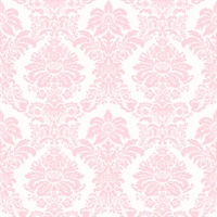 Pink Pastel Princess Damask Commercial Wallcovering