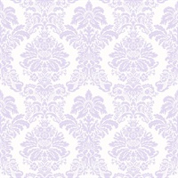 Purple Pastel Princess Damask Commercial Wallcovering