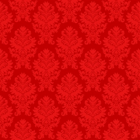 Red Large Scale Classic Damask Commercial Wallcovering