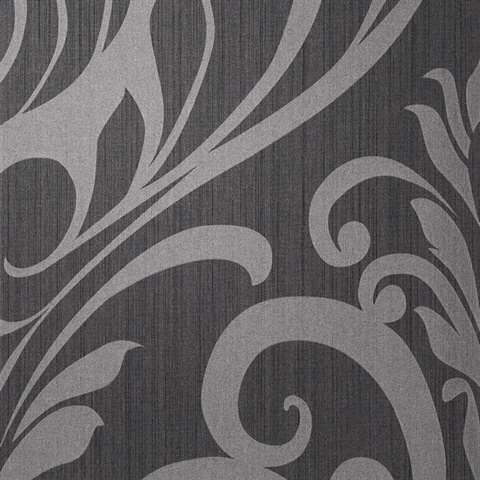 Rock 'N' Scroll Classical Charcoal Damask