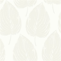 Silver & Beige Commercial Large Leaf Wallcovering